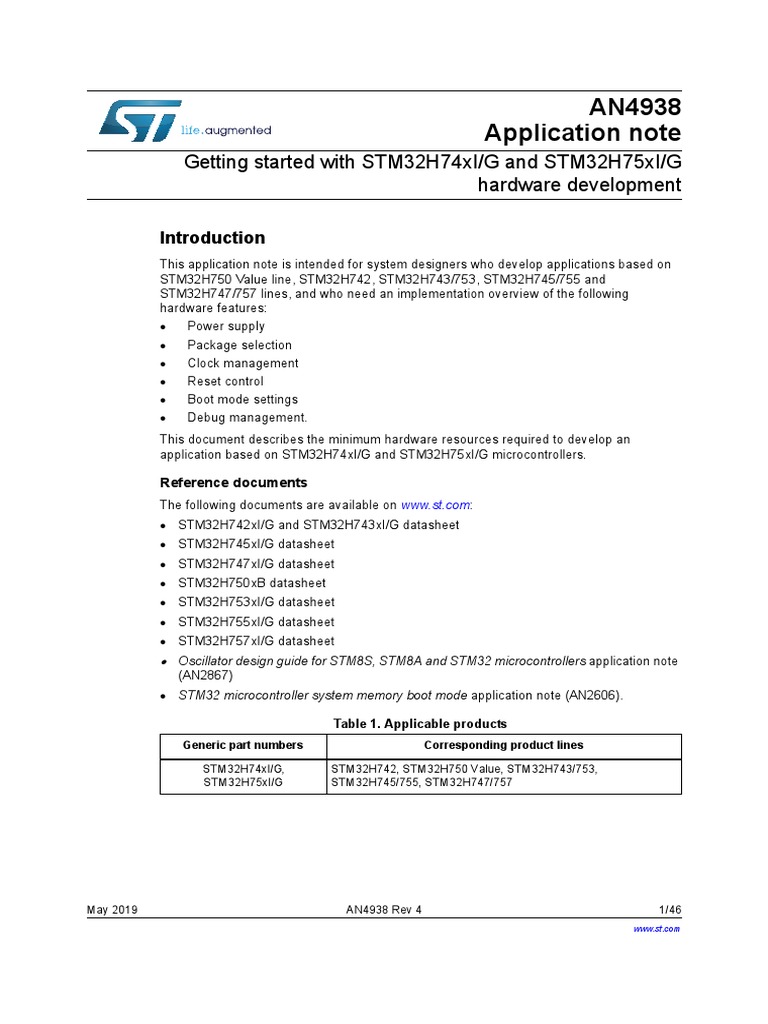 AN4938 Application Note: Getting Started With STM32H74xI/G and ...