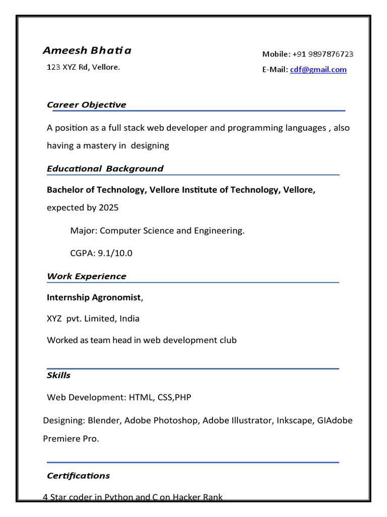 Full Stack Web Developer Resume | PDF | Computers