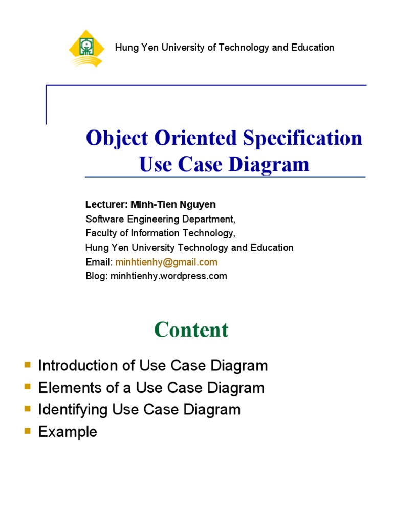 Software Analysis and Design - Object Oriented Specification - Use Case ...