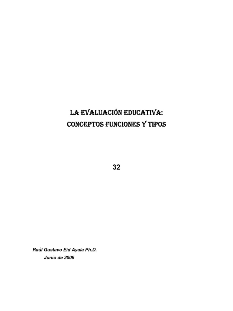 32 - La Evaluación Educativa Conceptos Funciones y Tipos | PDF ...
