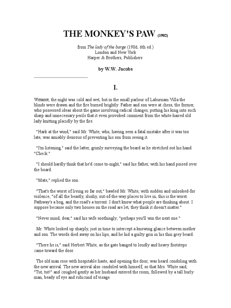 Story The Monkeys Paw PDF