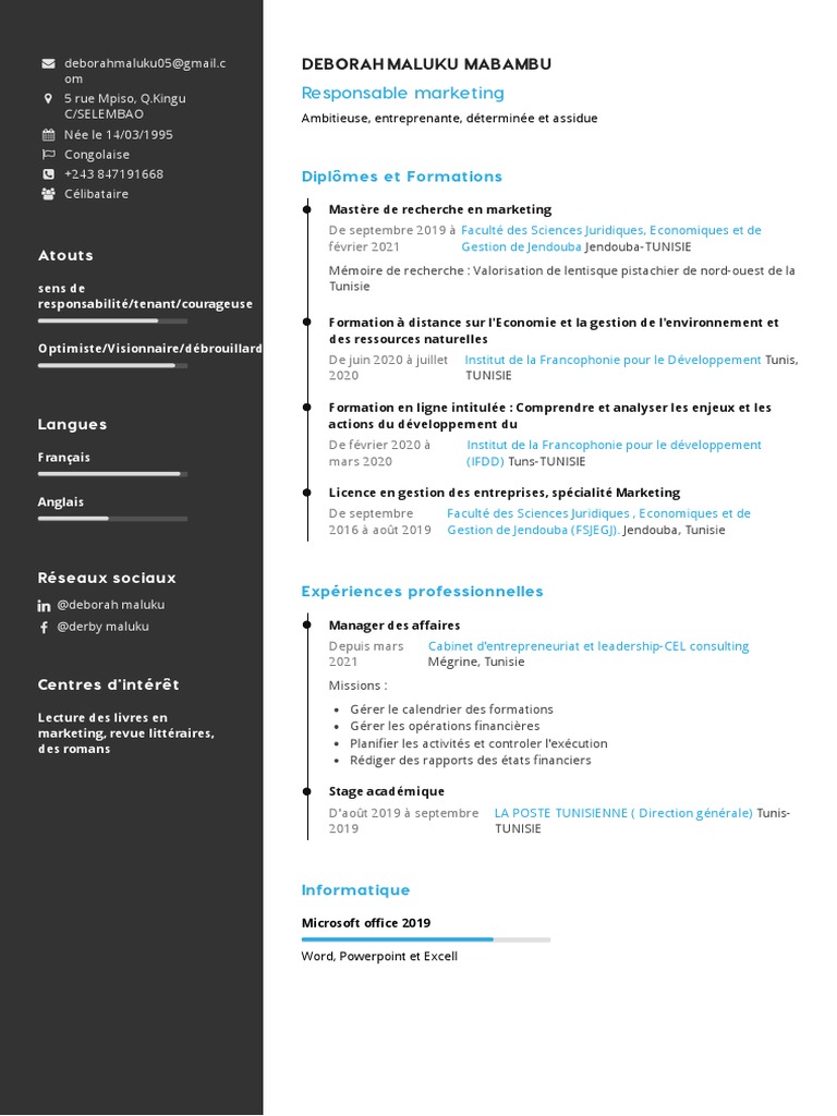Fiche de poste : Responsable Marketing | PDF | Tunisie | Commercialisation