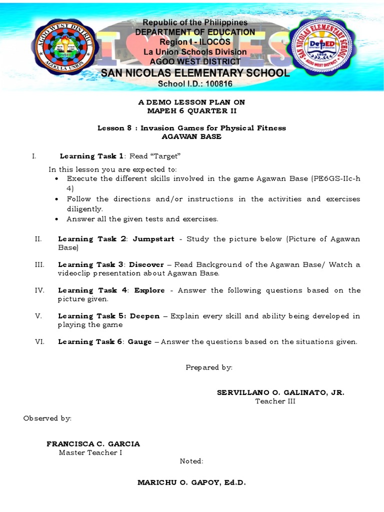 Agawan Base and Tempo Lesson Plan | PDF | Teaching | Neuroscience