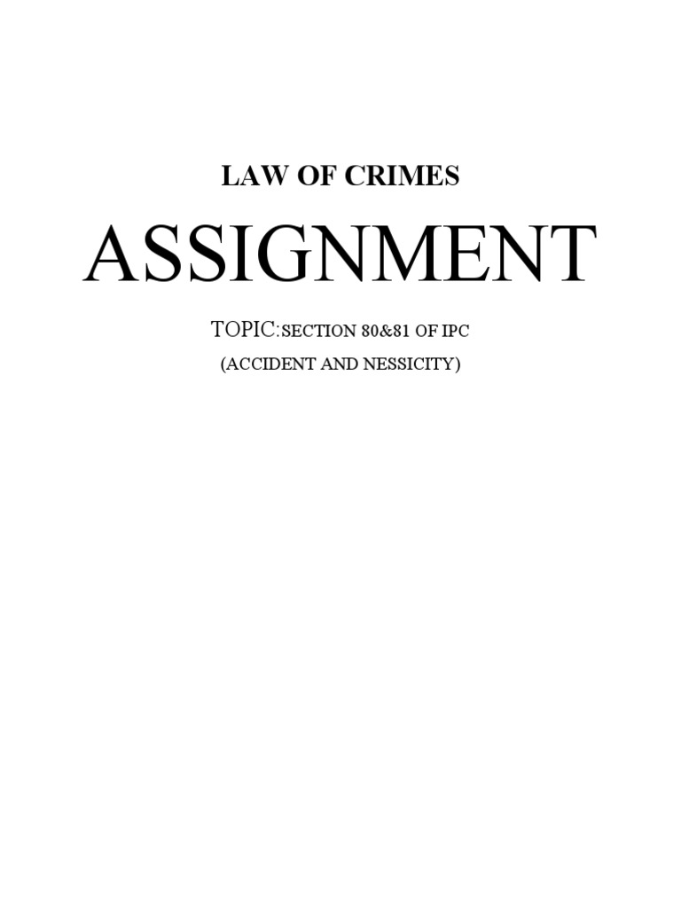 Assignment Law Of Crimes Download Free Pdf Mens Rea Criminal Law