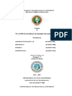 "Use of MS Excel Software in Quantity Surveying (18CV71) ": Under The Guidance of