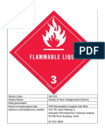 Waste Code SW 322 Non Halogenated Solvent