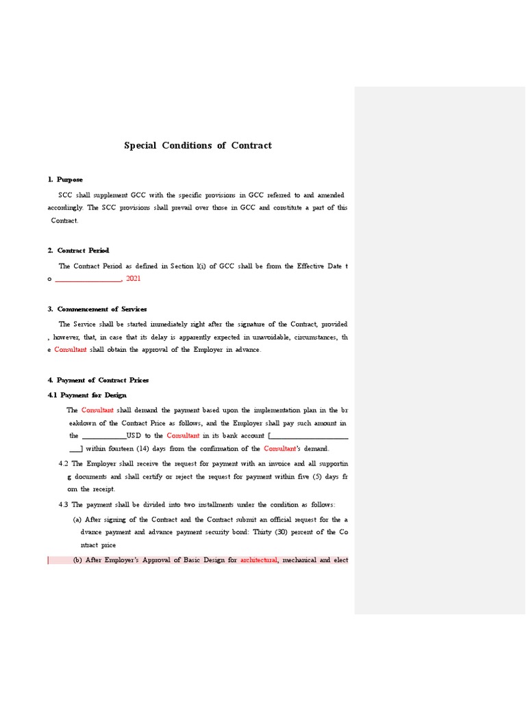 Special Conditions of Contract: 1. Purpose | PDF | Payments | Bonds ...
