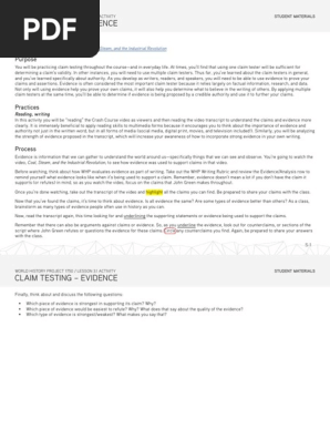 WHP 1750-3-1 7 Activity Claim Testing Evidence Student