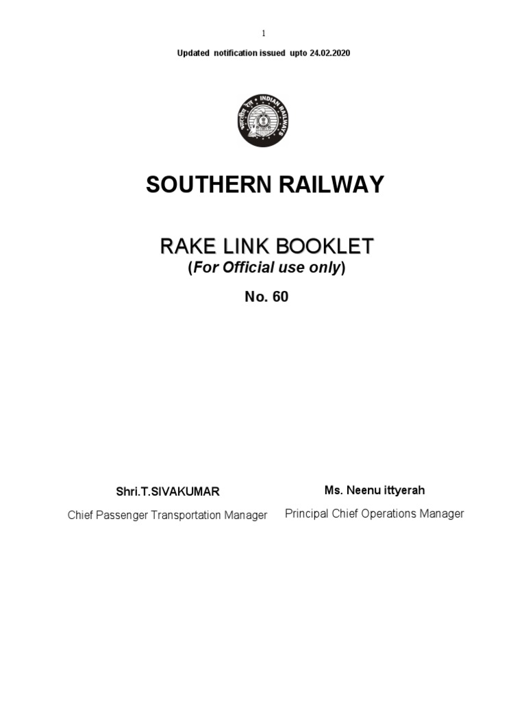Southern Railway Rake Link Details | PDF