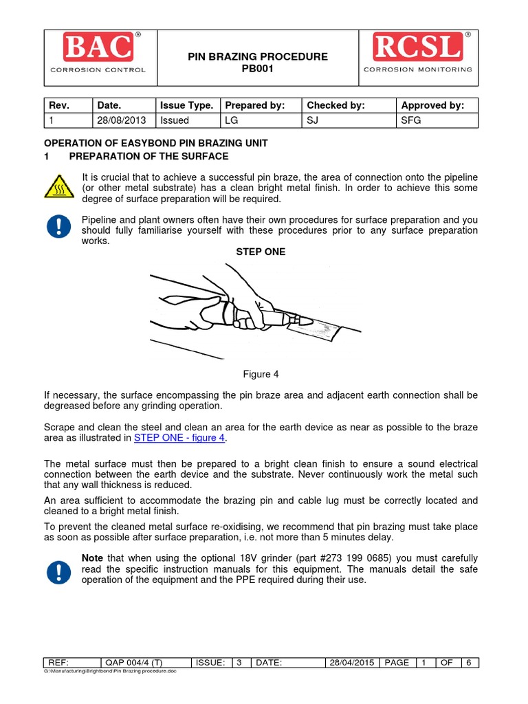 Pin Brazing Procedure PB001 PDF Fuse (Electrical) Pipe (Fluid