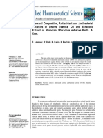 Chemical Composition Antioxidant and Antibacterial Activities of Leaves Essential Oil and Ethanolic Extract of Moroccan Warionia Saharae Benth & Coss