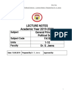 Lecture Notes Academic Year 2019-2020: General Principles of Political Science Fa1B 1-10 Dr. S. Jeeva