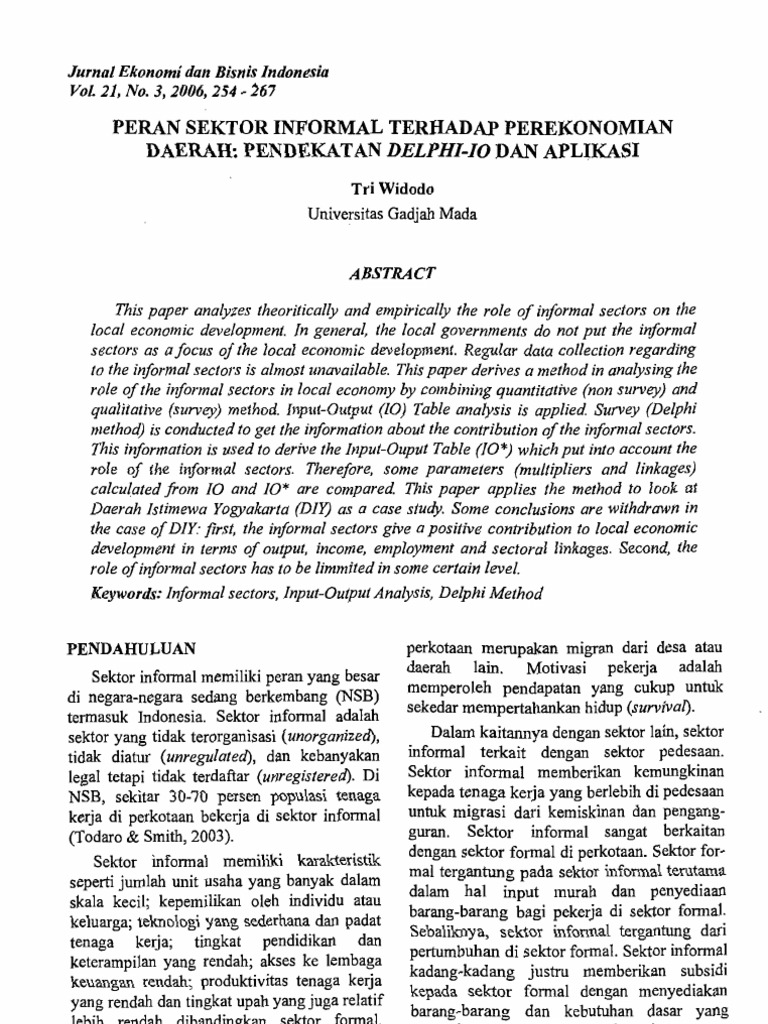 Peran Sektor Informal di Ekonomi Daerah | PDF