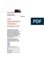 DTC (Diagnostic Trouble Codes) List: Toggle Navigation