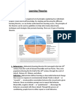 Learning Theories: 1. Behaviorism: Behaviorist Learning Theories First Emerged in The Late 19