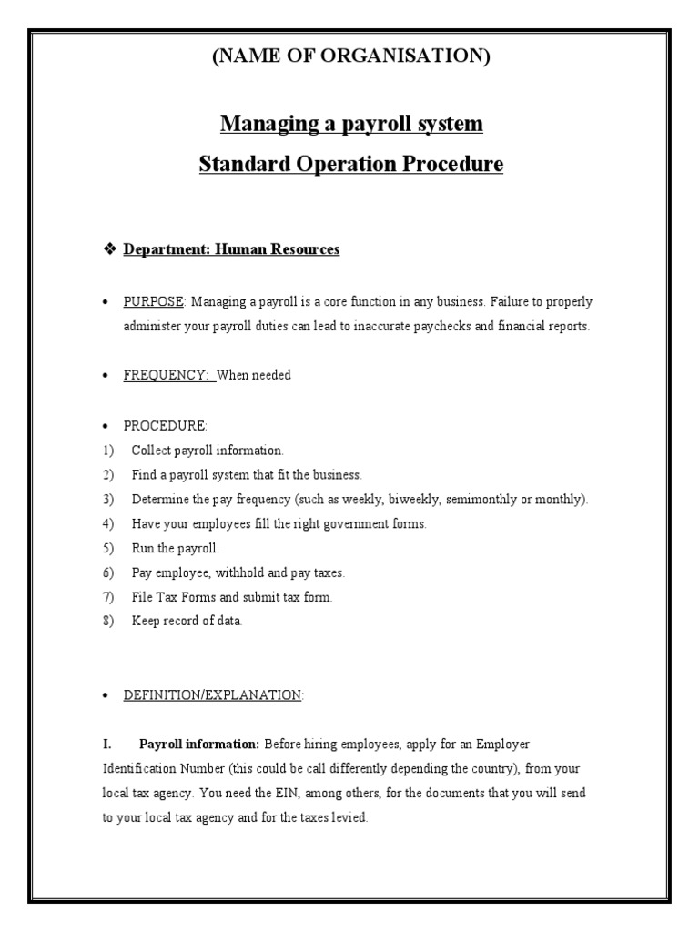 How To Manage A Payroll System (SOP) | PDF | Payroll | Payroll Tax