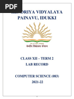 Kendriya Vidyalaya Painavu, Idukki: Class Xii - Term 2 Lab Record