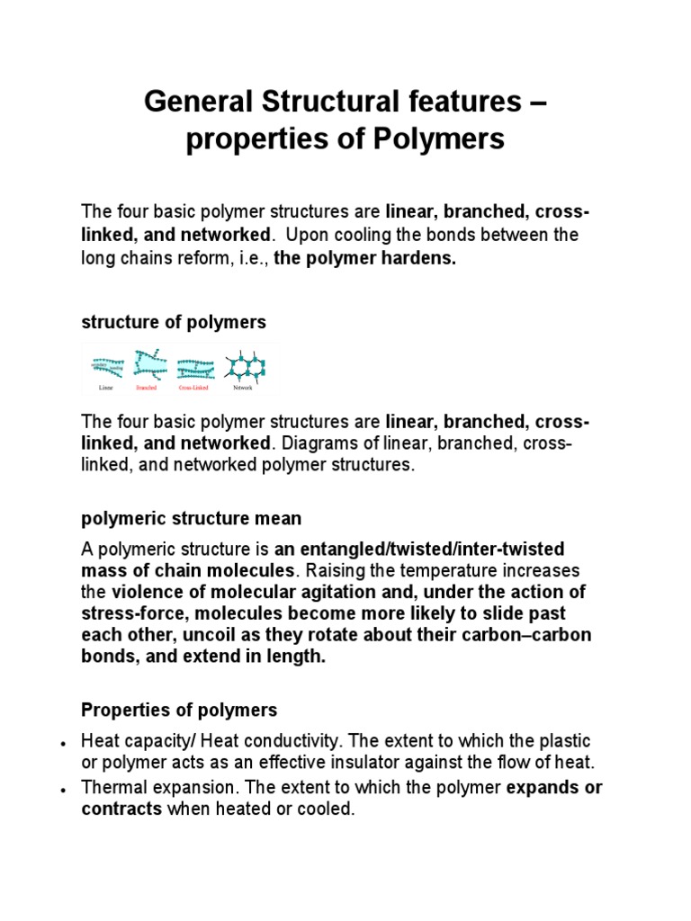Polymer Structures and Their Properties | PDF | Polymers | Copolymer
