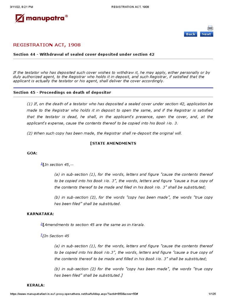 REGISTRATION ACT, 1908 Section 91 | PDF | Property | Common Law
