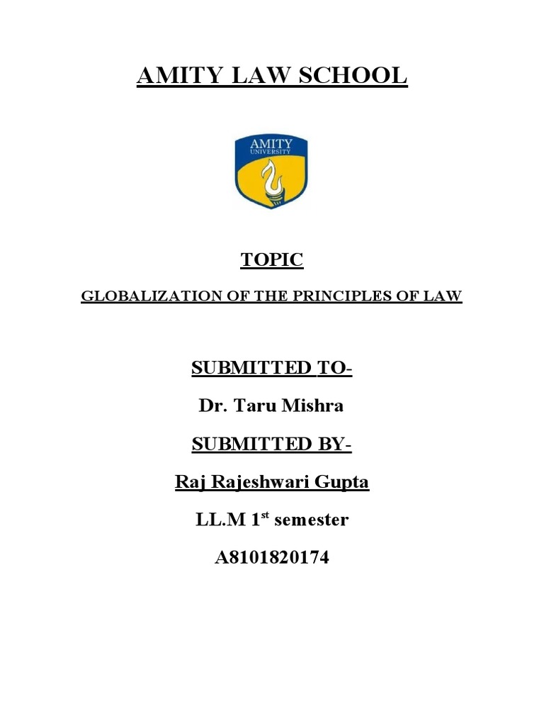 Assignment of Law, Justice and Globalization PDF