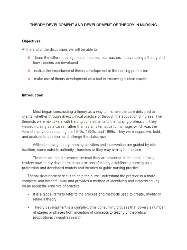 THEORY DEVELOPMENT in nursing Theory Nursing