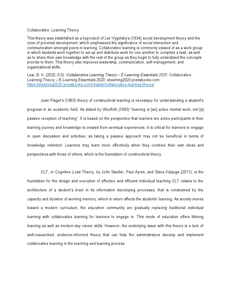 Vygotsky's Collaborative Learning Theory | PDF | Learning ...