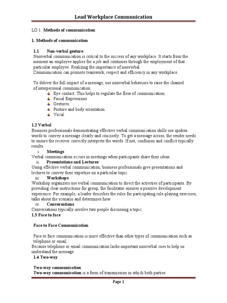 Leading Effective Workplace Communication | PDF | Communication ...