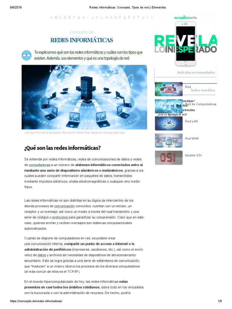 Conceptos y Tipos de Redes Informáticas | PDF | Red de computadoras ...