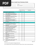 Software Quality Project Monitoring Checklist: Assessment Preparation