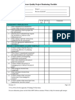 Software Quality Project Monitoring Checklist: Assessment Preparation