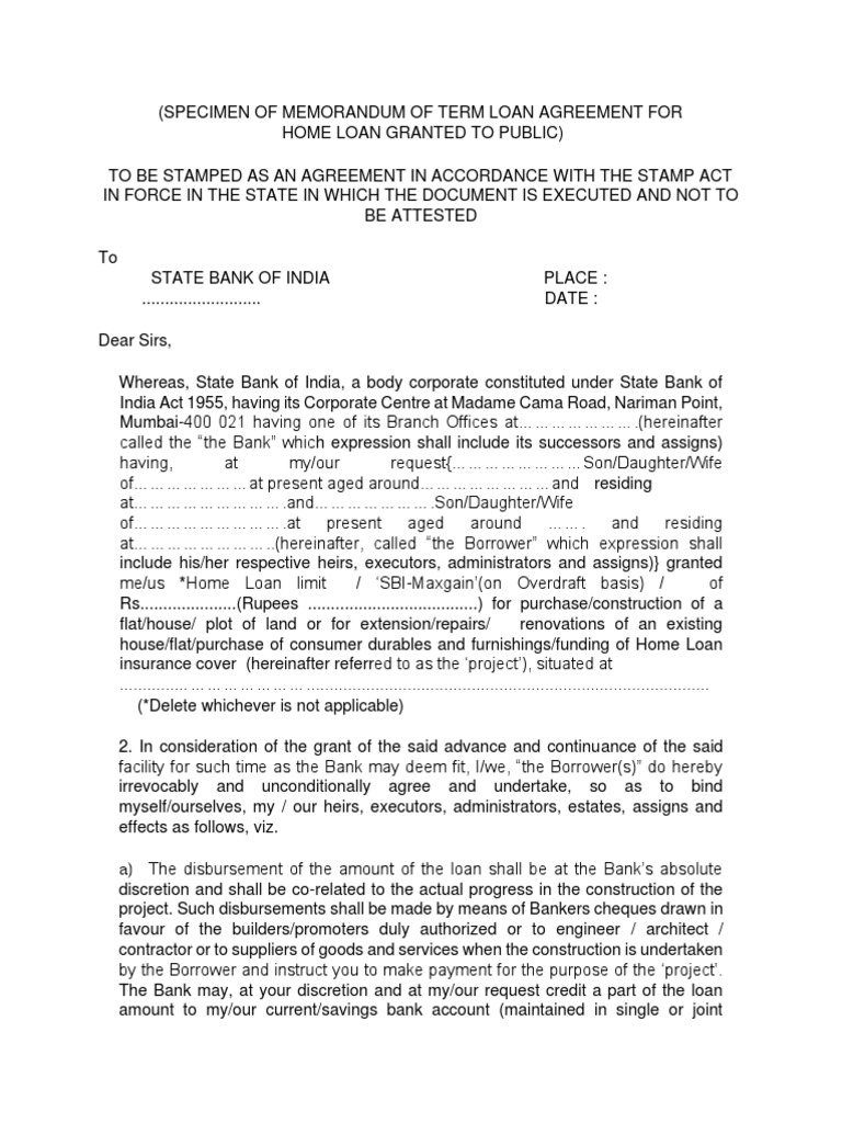 Specimen Agreement PDF Interest Banks