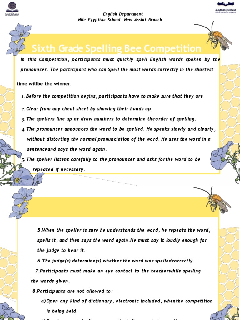 Sixth Grade Spelling Bee Guide | PDF | Spelling | English Language