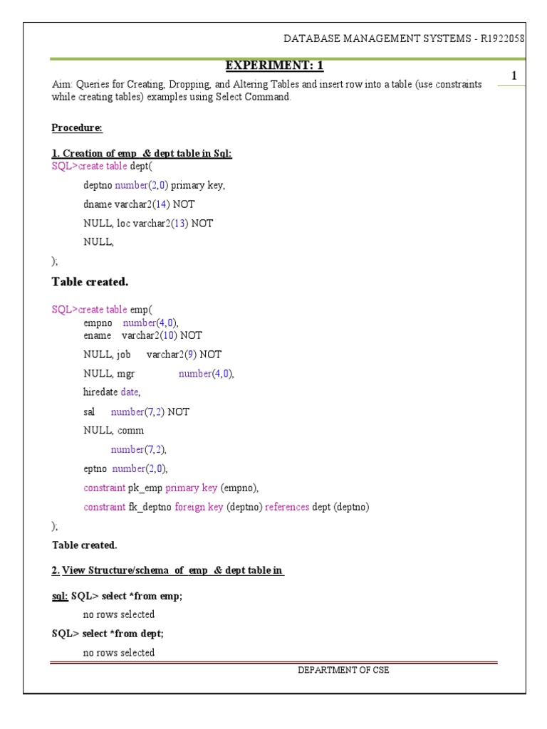 R20 DBMS Lab recordCSE PDF Pl/Sql Table (Database)