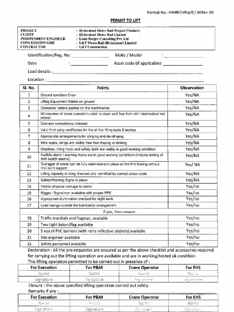 Lifting Permit PDF