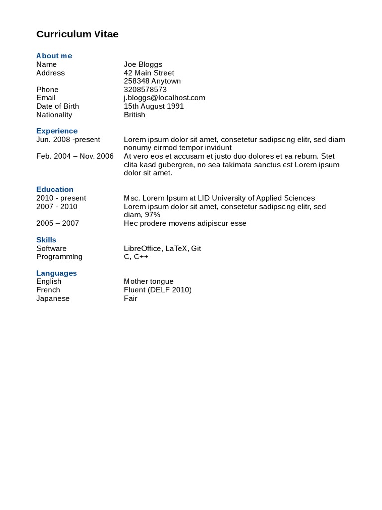Joe Bloggs CV | PDF