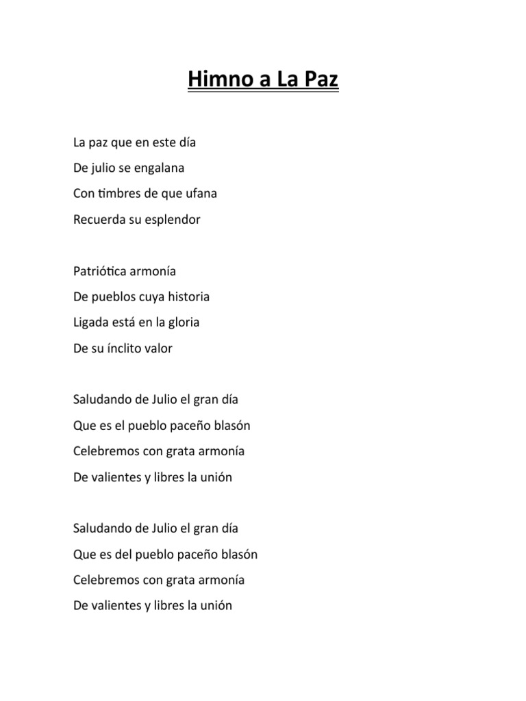 Himno A La Paz | PDF