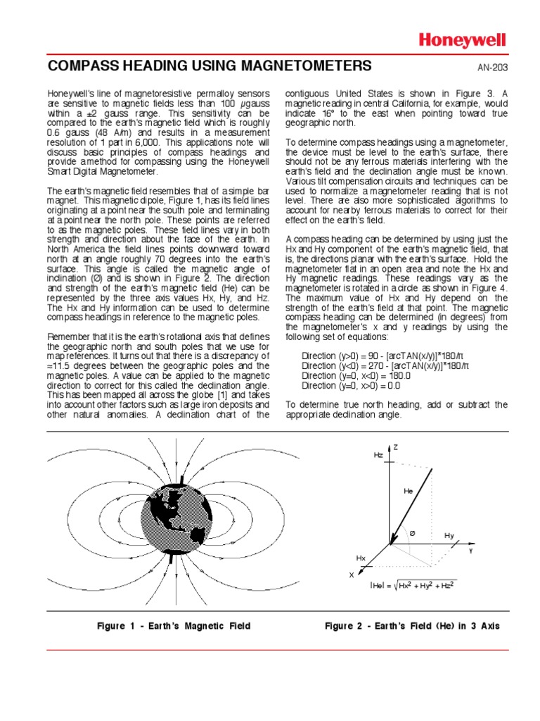 AN203 Compass Heading Using Magnetometers | PDF | Magnetometer | Compass