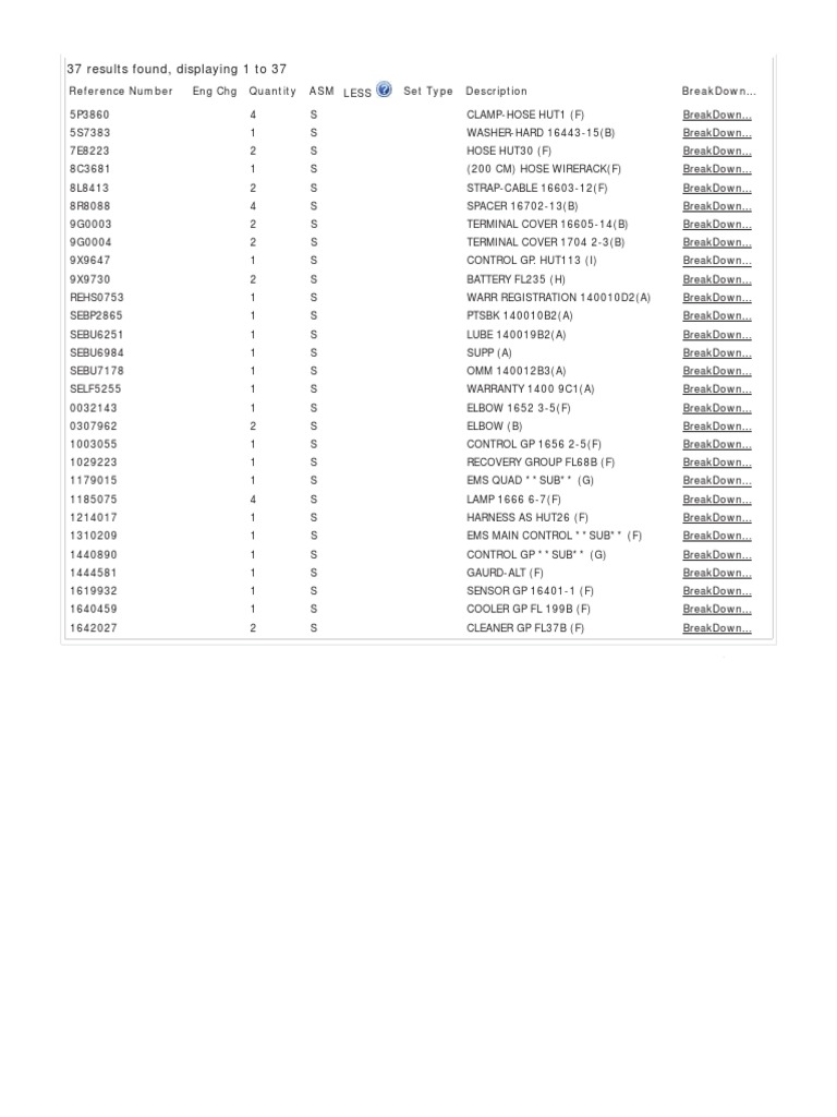 37 Results Found, Displaying 1 To 37: Reference Number Eng CHG Quantity ...