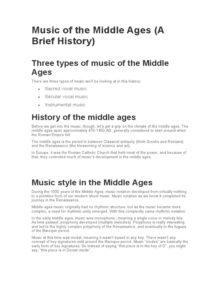 Music of The Middle Ages (A Brief History) | PDF | Gregorian Chant ...