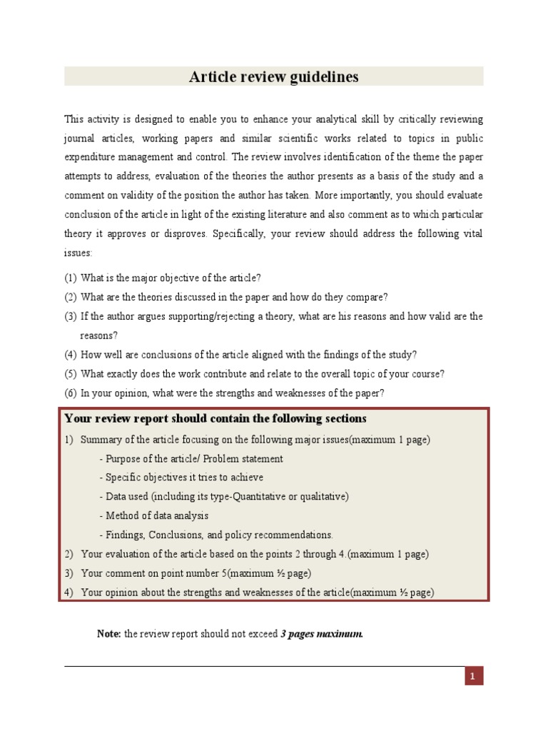 Article Review Guidelines Overview | PDF | Career & Growth | Business