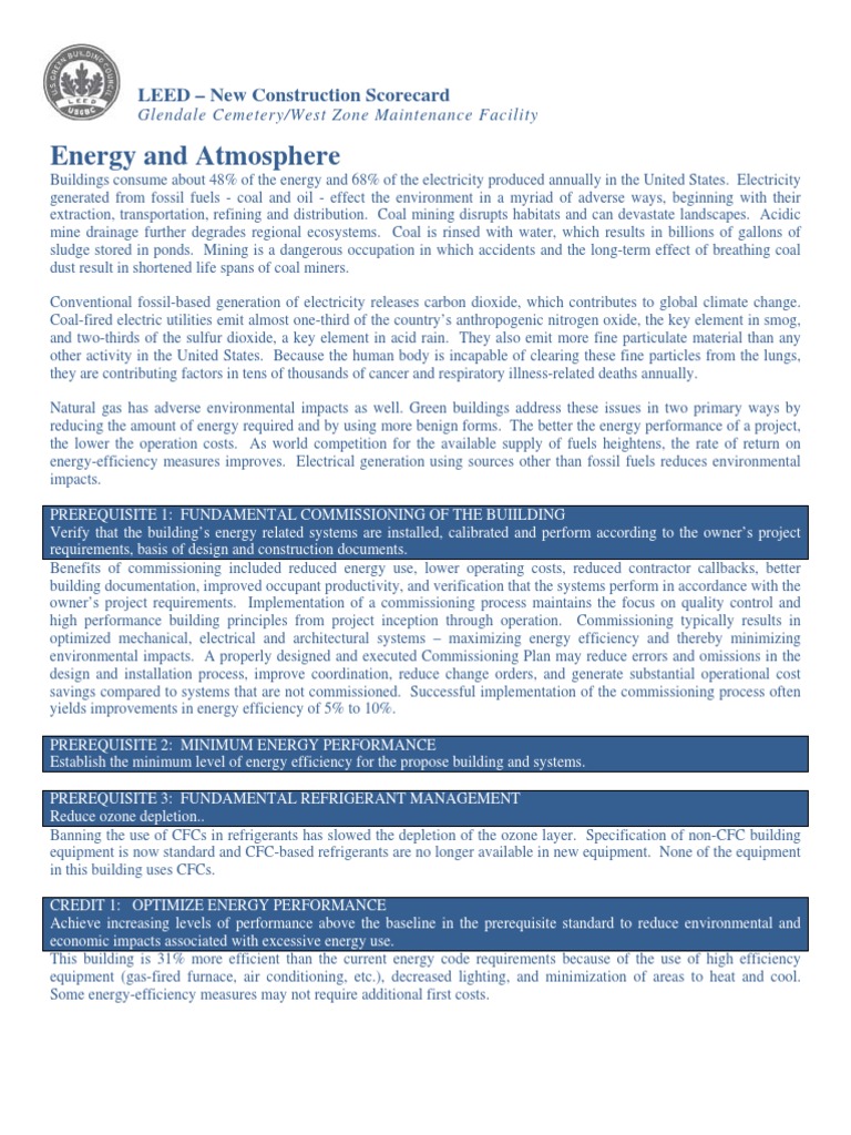 Energy and Atmosphere: LEED - New Construction Scorecard | PDF ...
