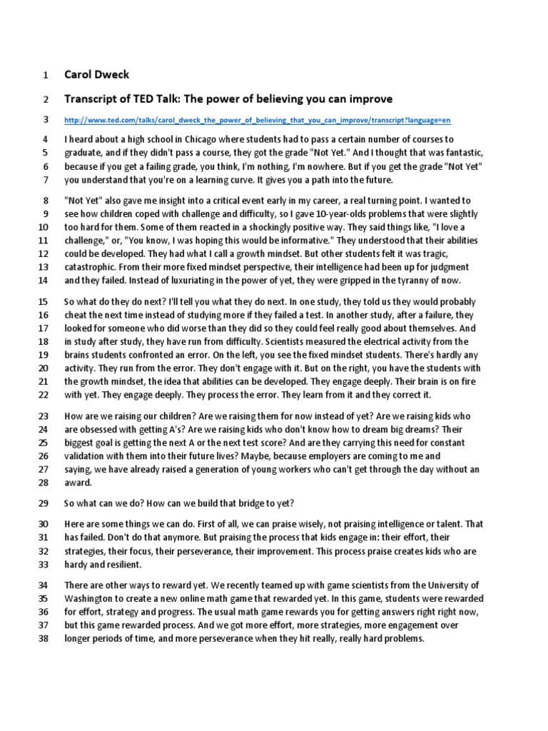 Carol Dweck The Power of Believing You Can Improve PDF Mindset