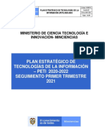 Seguimiento Petiy Plan Transformacion Digital 2020-2022 - Corte 31032021