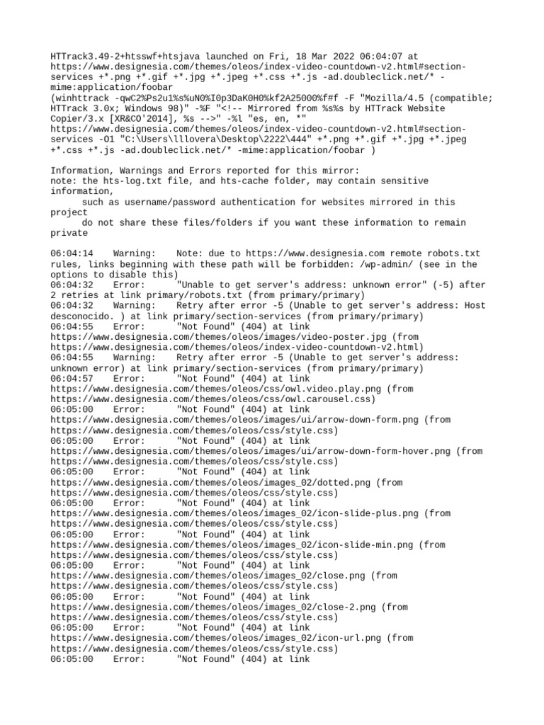 HTTrack Website Copier Log Report | PDF | Hypertext Transfer Protocol ...