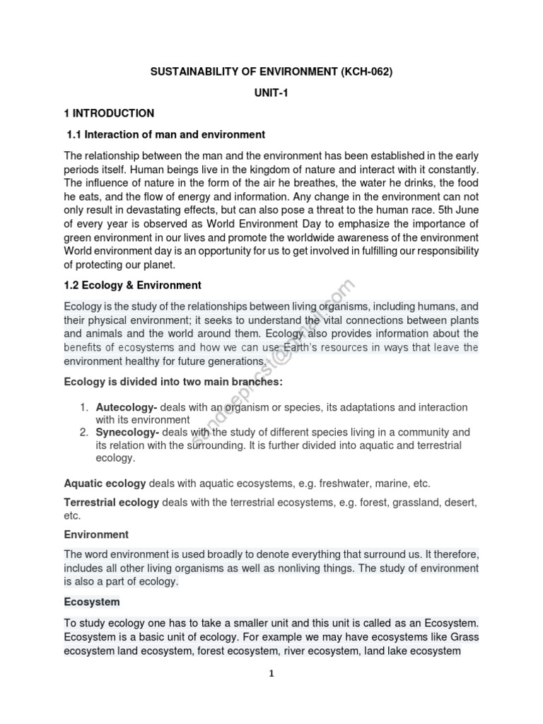 SUSTAINABILITY OF ENVIRONMENT - Watermark | PDF | Biodiversity ...