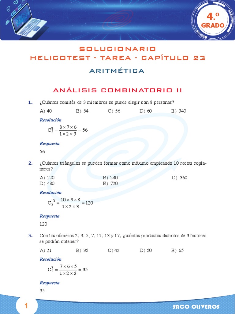 Análisis Combinatorio II: Ejercicios y Soluciones | PDF | Matemáticas