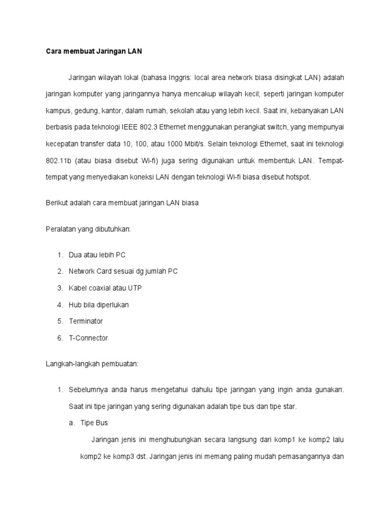 Cara Membuat Jaringan LAN | PDF