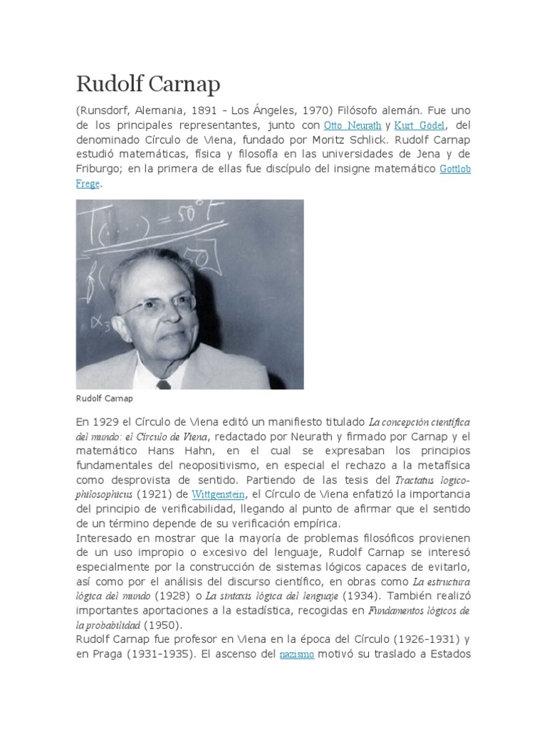 Rudolf Carnap y el Círculo de Viena | PDF | Ciencias sociales | Filosofía