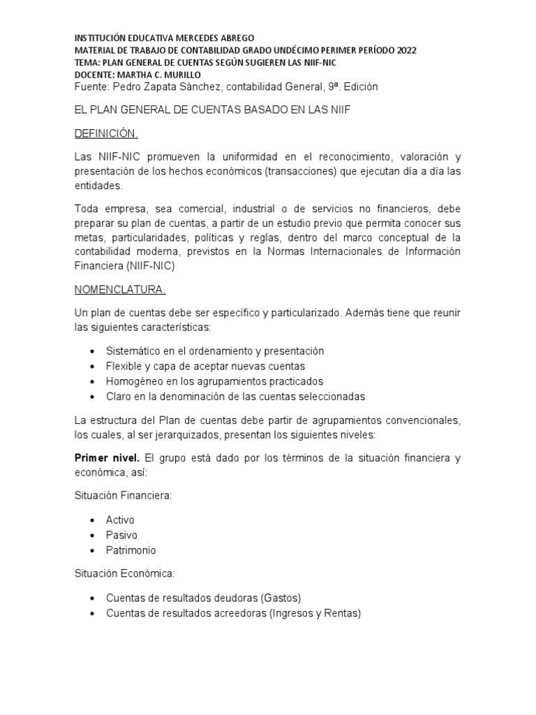 Plan de Cuentas según NIIF-NIC | PDF | Contabilidad | normas ...