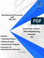Manufacturing Processes LAB "ME 336": Date: 2/13/2022